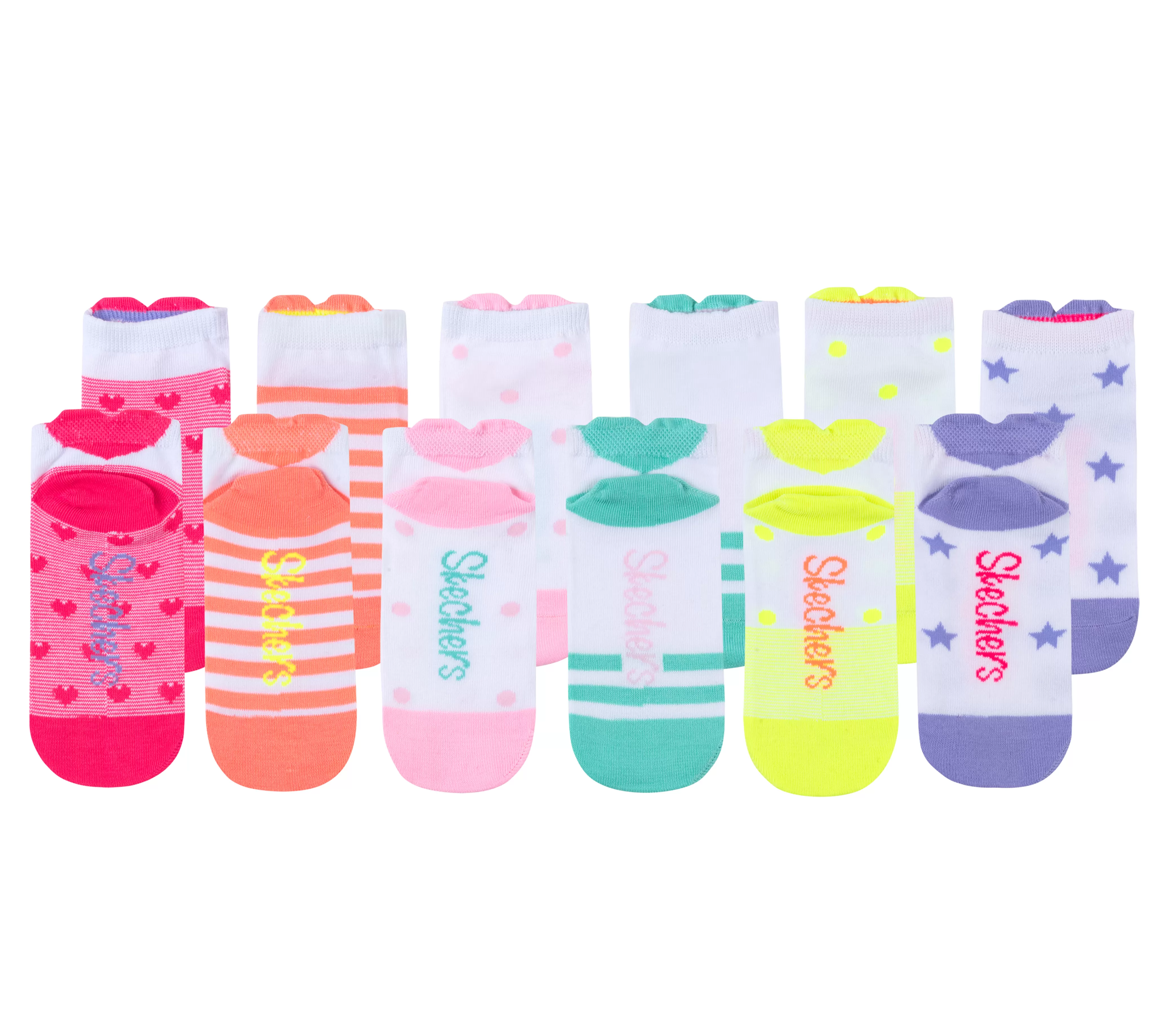 SKECHERS 6 Pack Low Cut 3D Heart Socks | Niños Calcetines | Calcetines