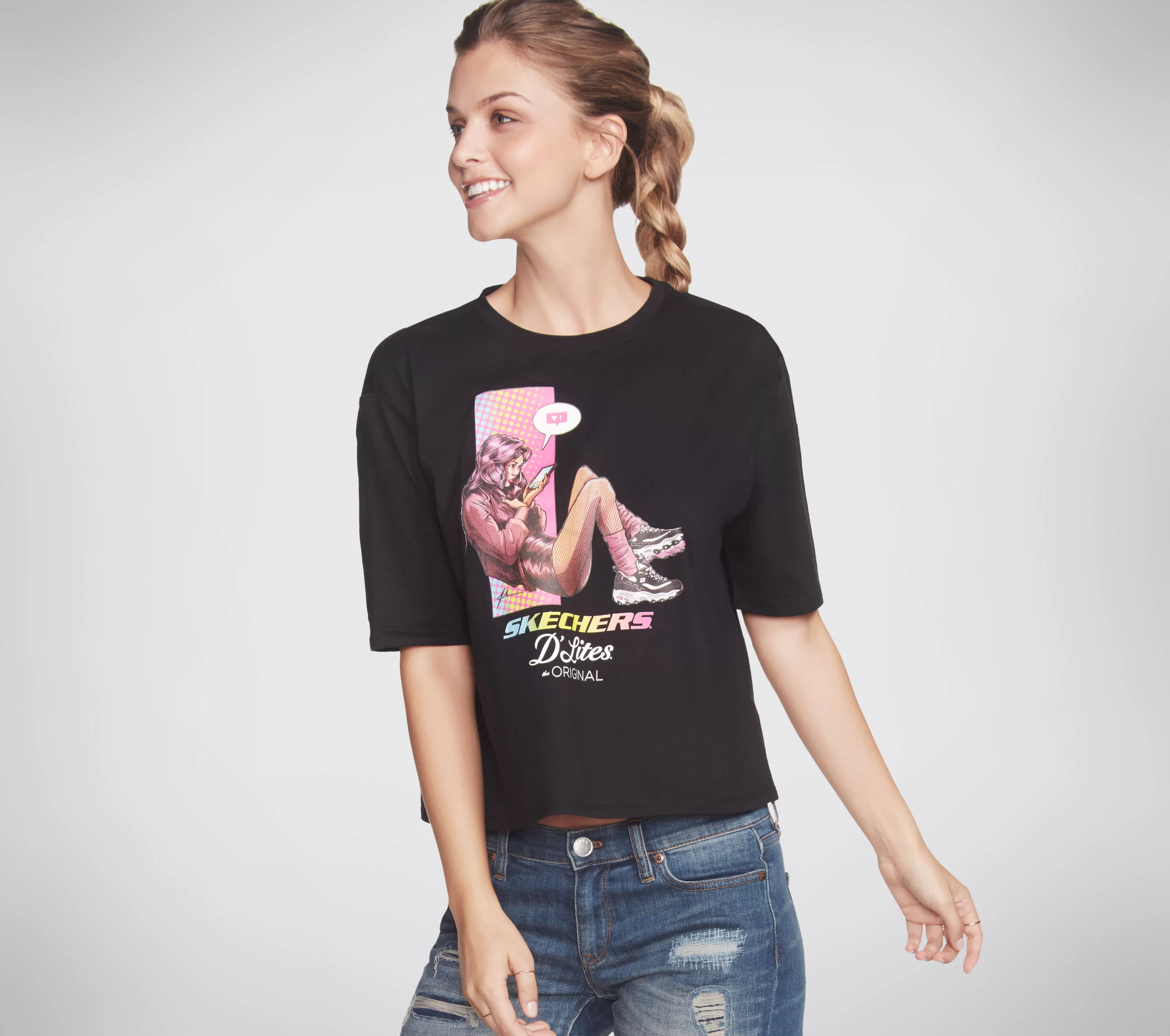 SKECHERS D'Lites Cell Girl Cropped Tee | Mujer Tops Y Partes De Arriba | Tops Y Partes De Arriba