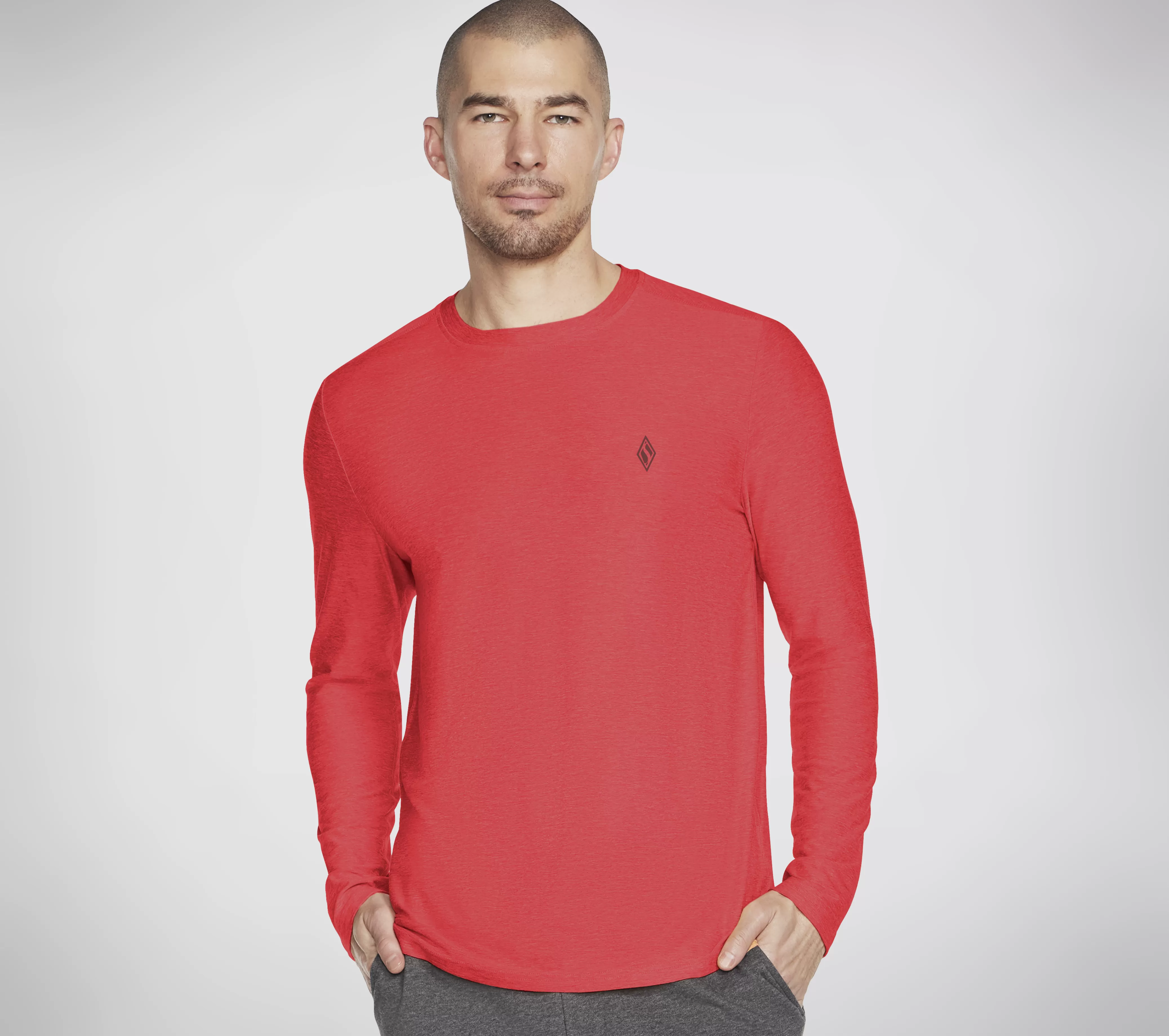 SKECHERS GO DRI All Day L/S Diamond Tee Solid | Hombre Partes De Arriba | Partes De Arriba