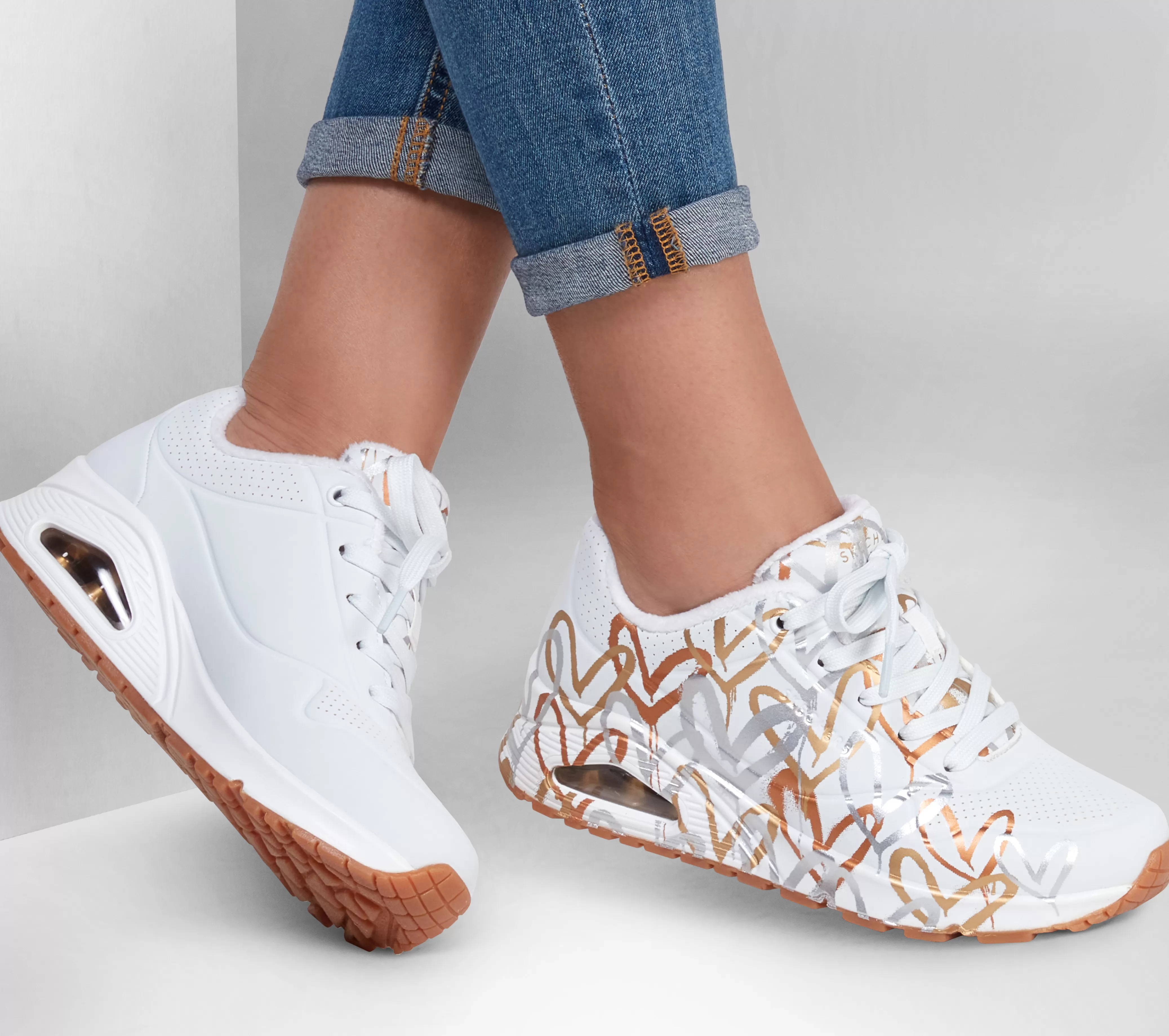 SKECHERS X JGoldcrown: Uno - Metallic Love | Mujer Con Cordones | Zapatillas Casual