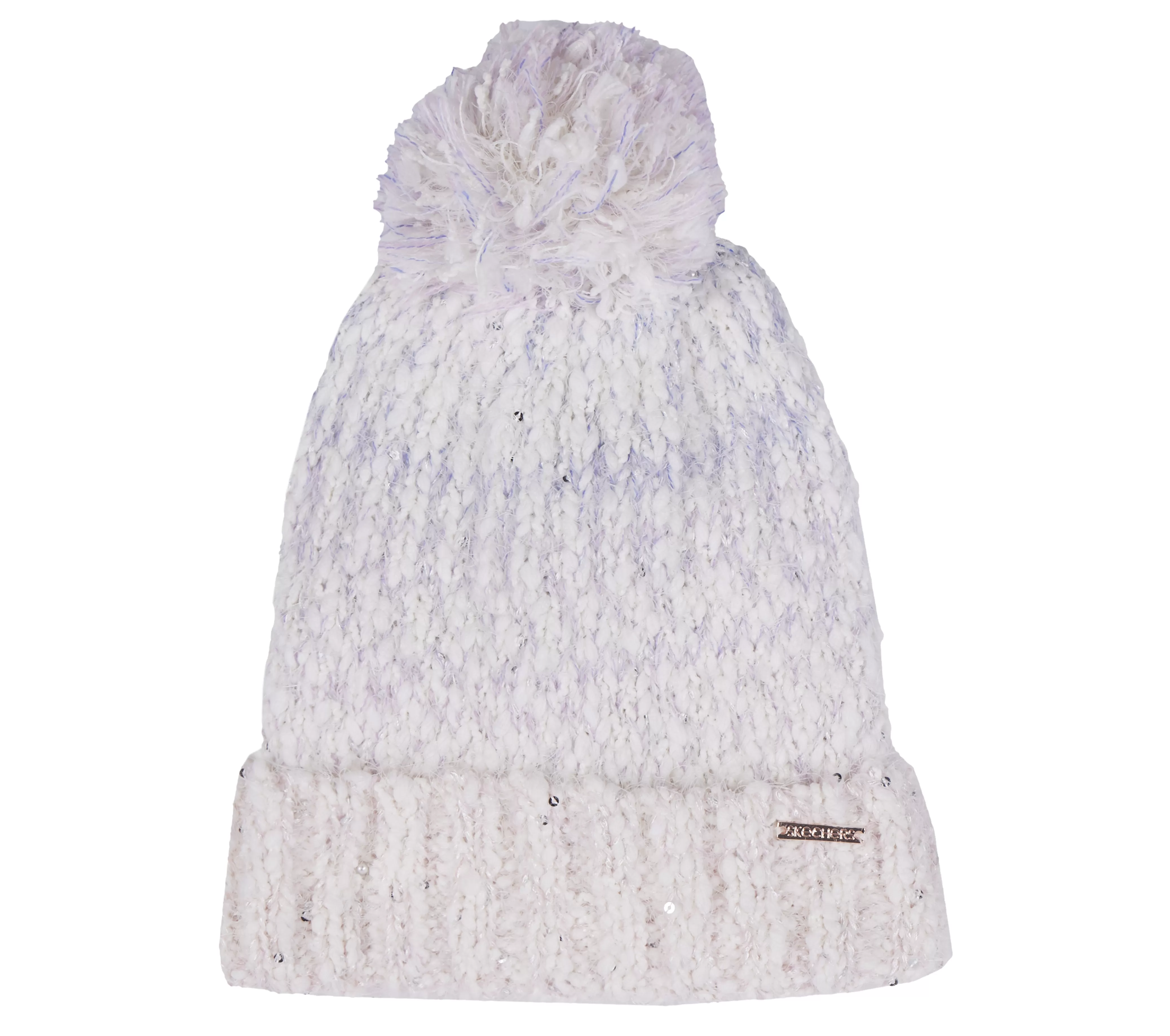 SKECHERS Slub Knit Ivory Pom-Pom Beanie | Mujer Gorras | Gorras